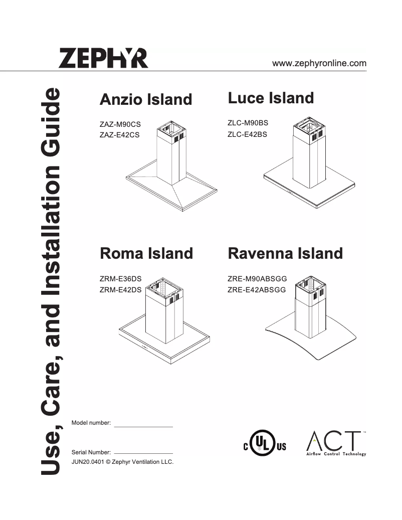 Page 1 de la notice Manuel utilisateur Zephyr Anzio Island ZAZ-M90CS