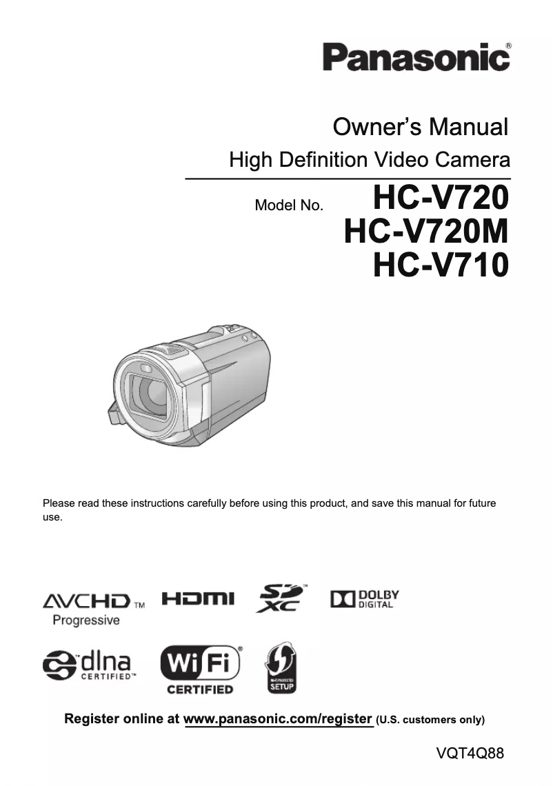 Imagen de la primera página del manual del dispositivo HC-V720K
