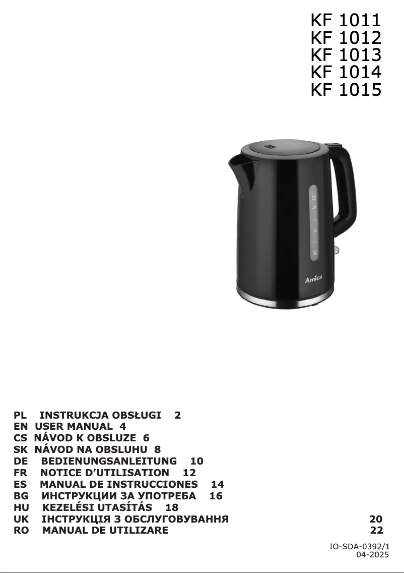 Imagen de la primera página del manual del dispositivo KF 1013