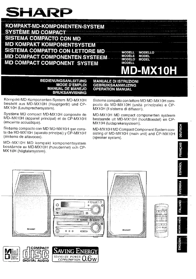 Page 1 de la notice Manuel utilisateur Sharp MD-MX10