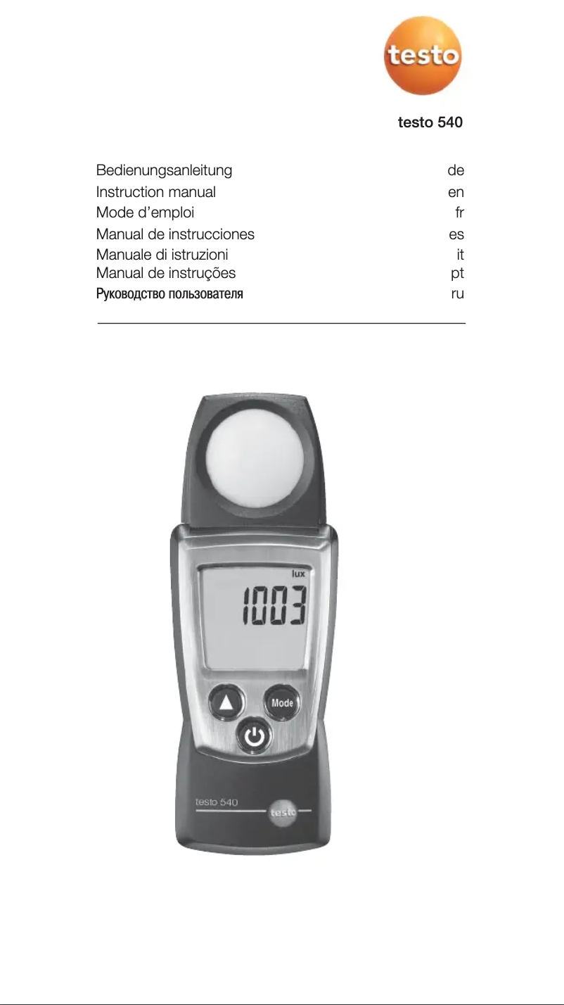 Page 1 de la notice Manuel utilisateur Testo 540