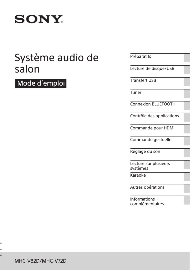 Page n°1 - Manuel utilisateur Sony MHC-V72D