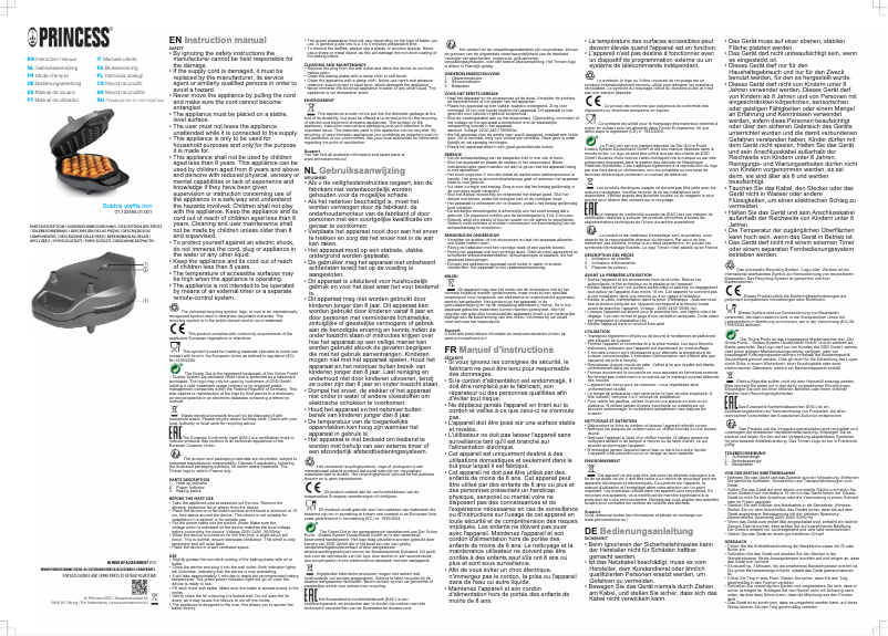 Page 1 de la notice Manuel utilisateur Princess Bubble Waffle 132465