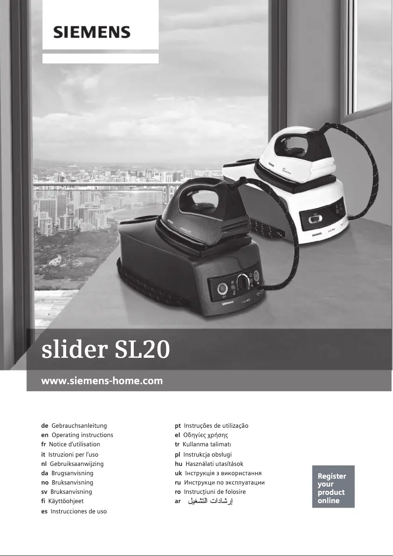 Page n°1 - Manuel d'utilisation et d'entretien Siemens Slider SL20 TS203100X