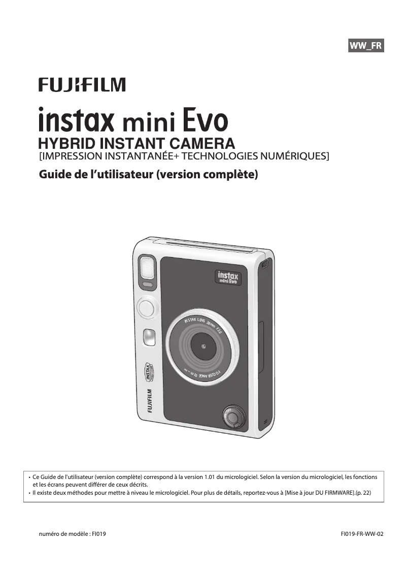 Page n°1 - Manuel utilisateur Fujifilm Instax mini EVO