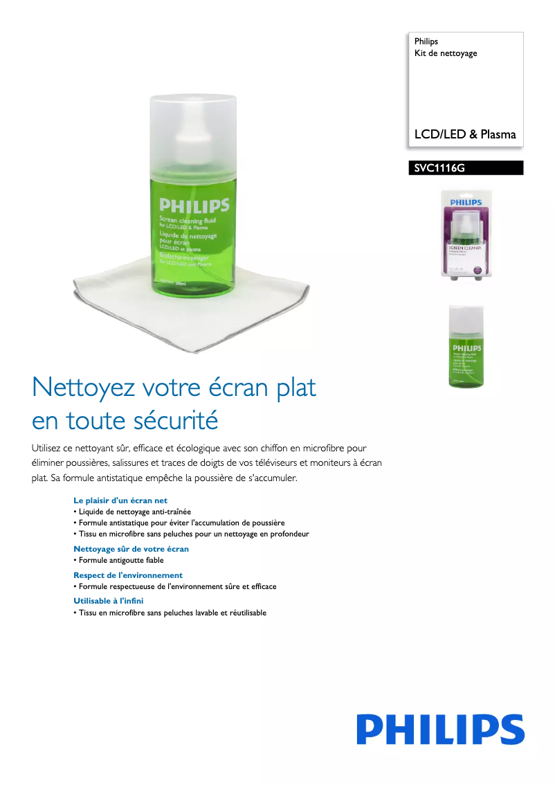 Página 1 del manual Ficha técnica Philips SVC1116G