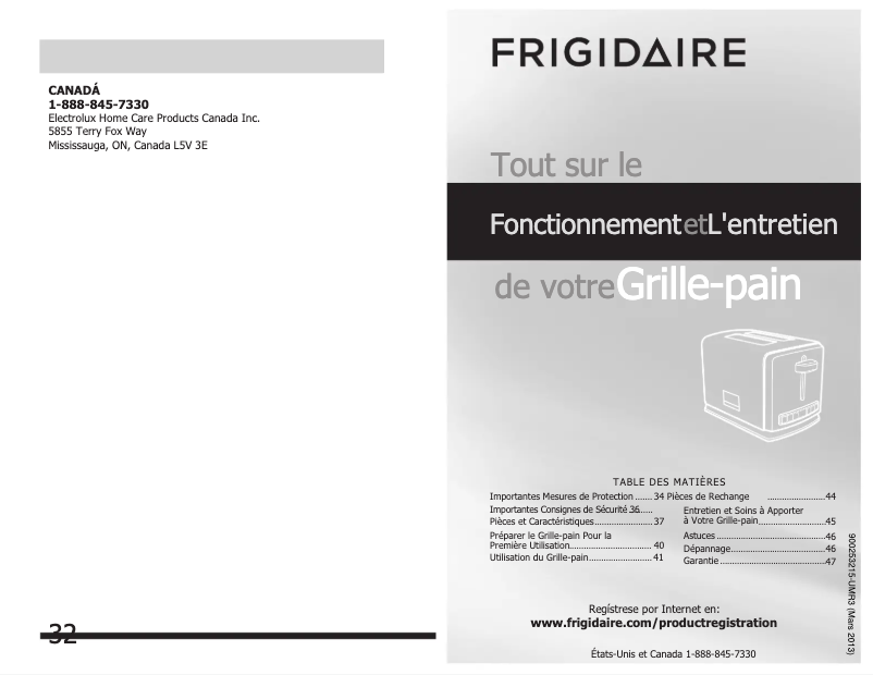 Page n°1 - Manuel utilisateur Frigidaire FPTT02D7MS