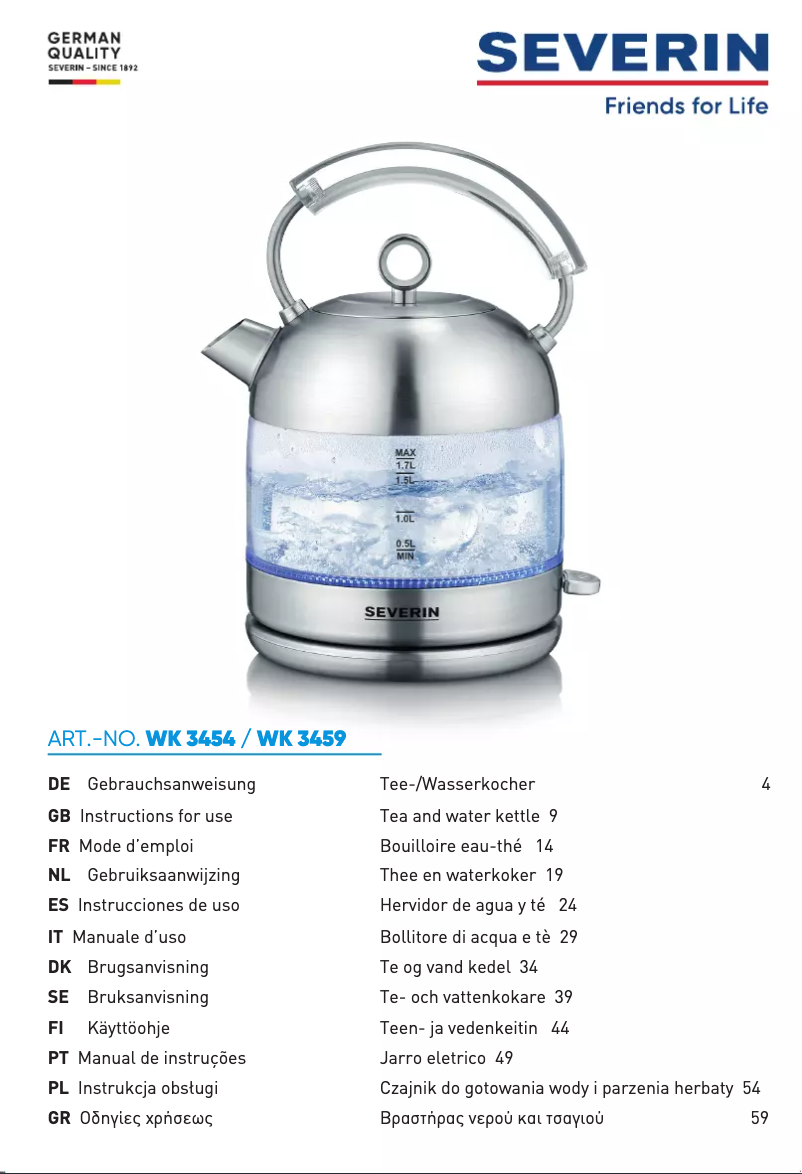 Image de la première page du manuel de l'appareil WK 3459