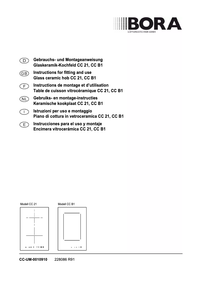 Página 1 del manual Manual de usuario BORA CC 21